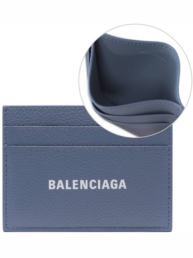 Luxury Balenciaga Trending 2025 Logo Calfskin Card Wallet Blue