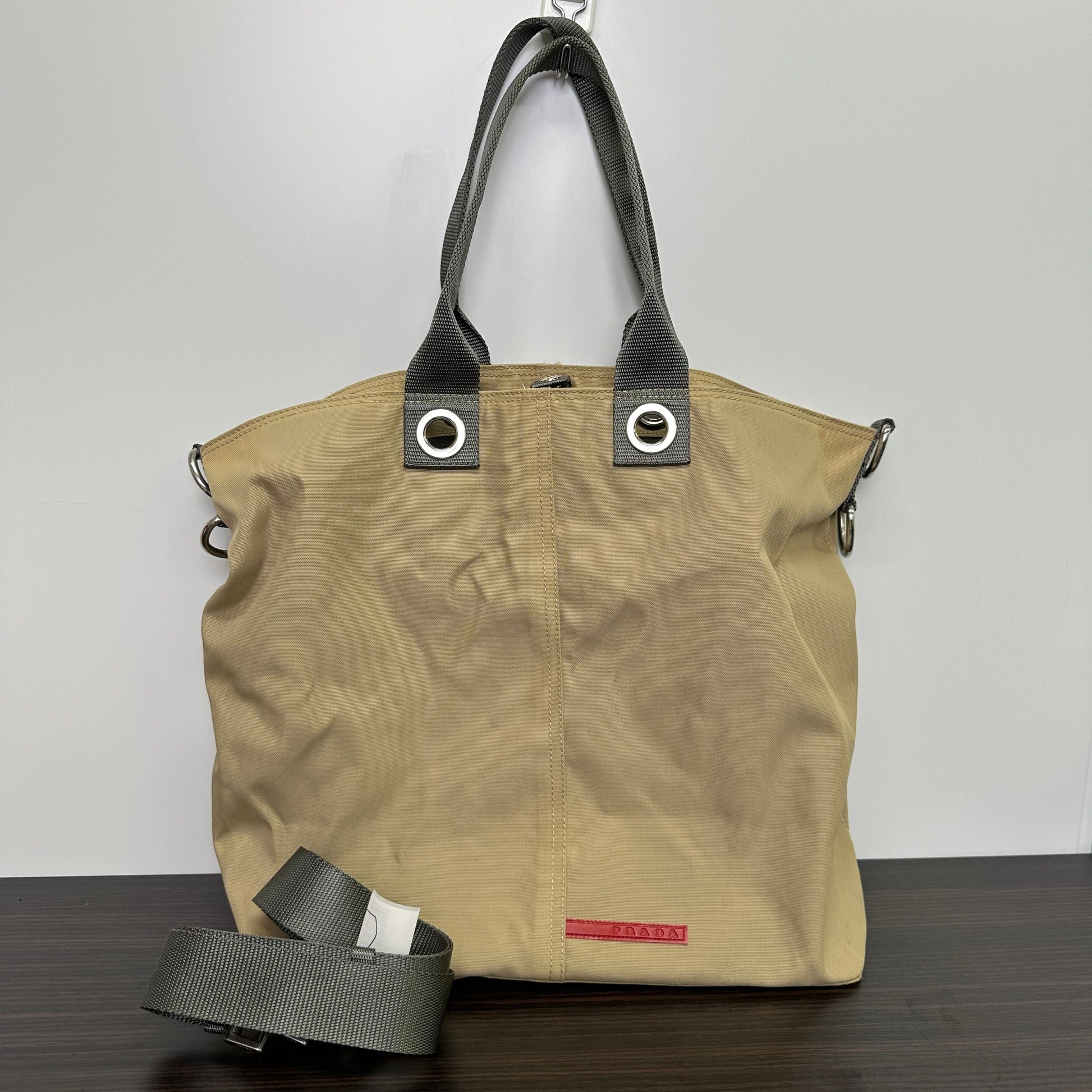 Tote PRADA Shopper Canvas 2weg Beige Auth LB125013