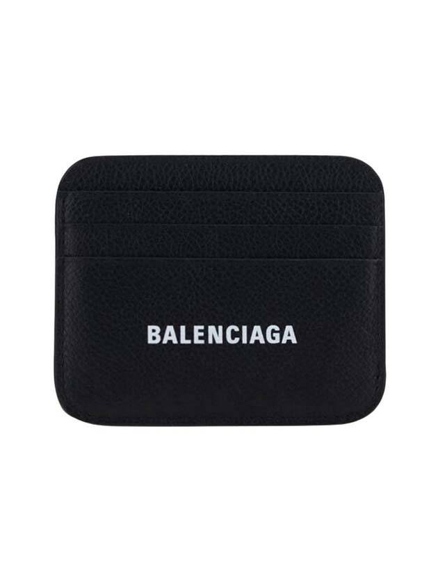 Luxury Balenciaga Trending 2025 White Logo 3-Fold Card Wallet Black