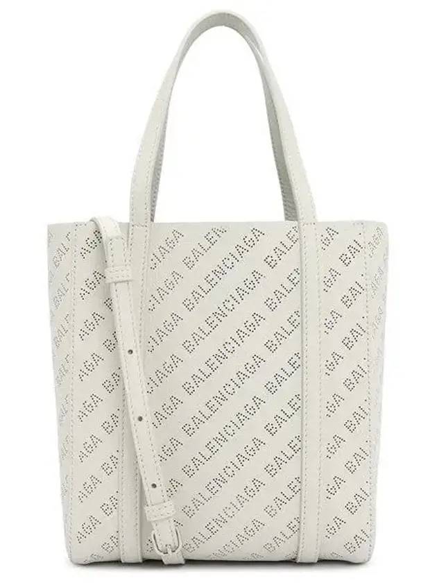 Luxury Balenciaga Trending 2026 Everyday All Over Logo Leather Tote Back White