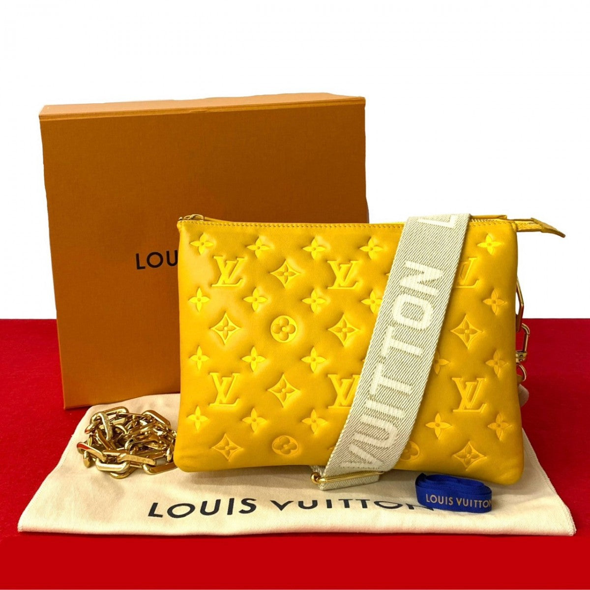 LOUIS VUITTON Shoulder Bag leather yellow Monogram Ann Platt Kussan PM