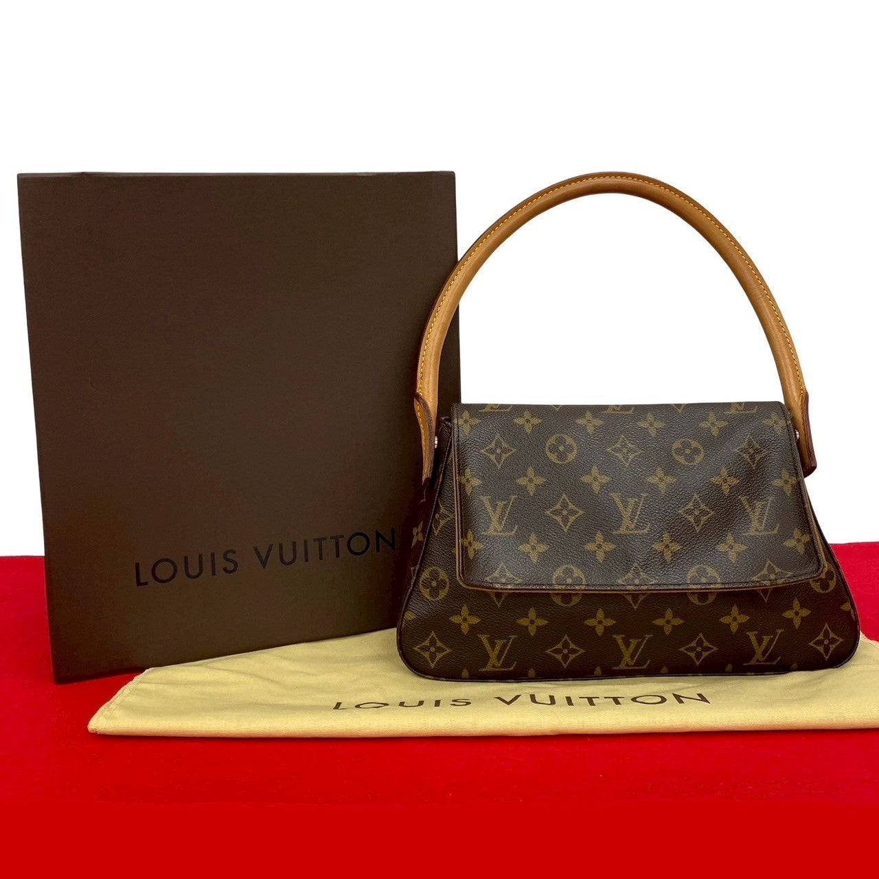 LOUIS VUITTON Handbag leather Brown Monogram Mini Looping