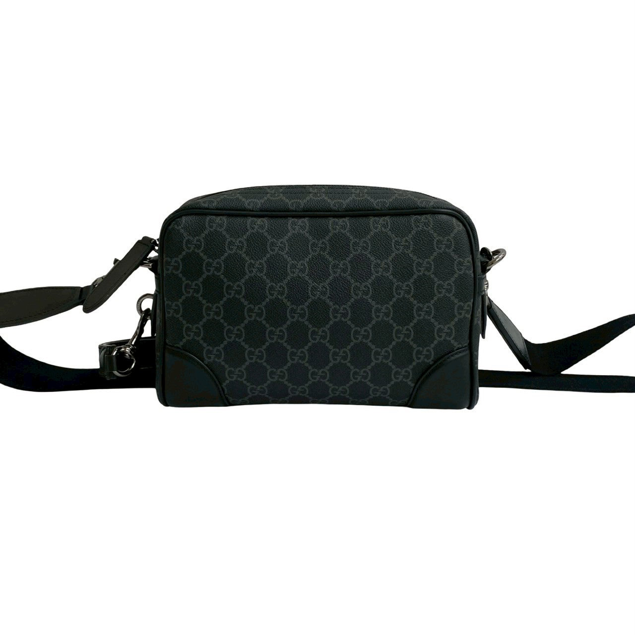 GUCCI Shoulder Bag leather black GG Emblem Small Cross Sling Bag