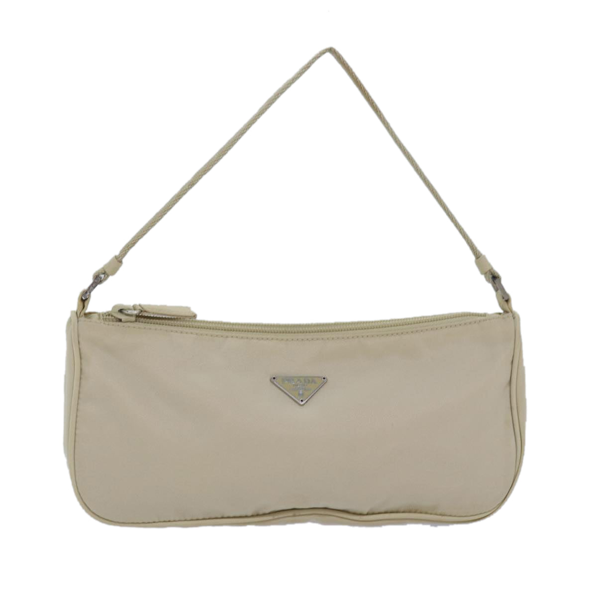 PRADA Nylon Hand Bag Cream Auth