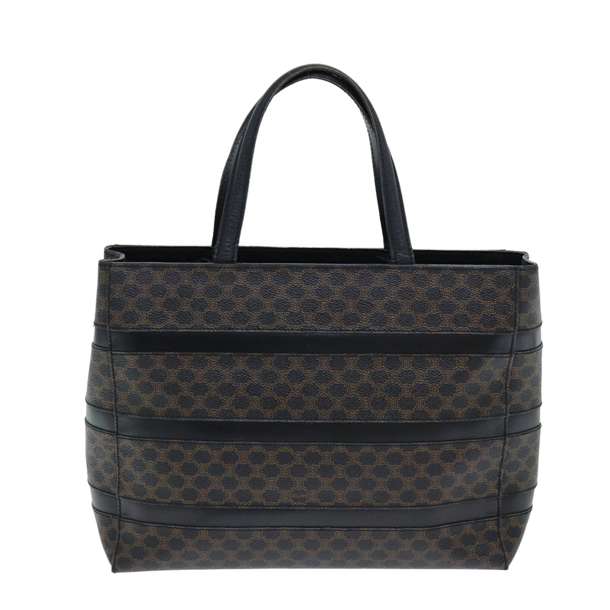 Luxury CELINE Macadam Canvas Hand Bag Black Brown 80079