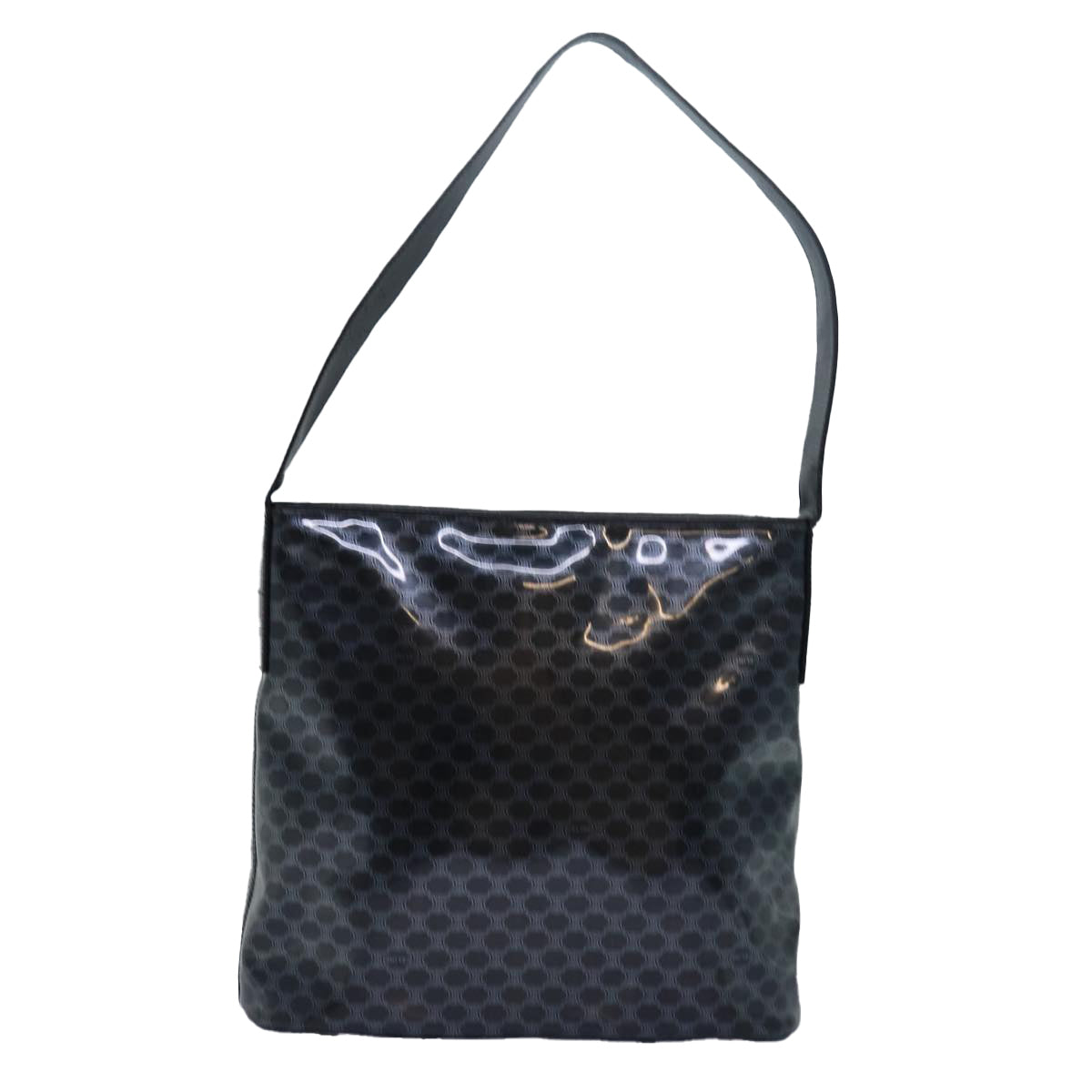 Luxury CELINE Macadam Canvas Enamel Shoulder Bag Black 80084