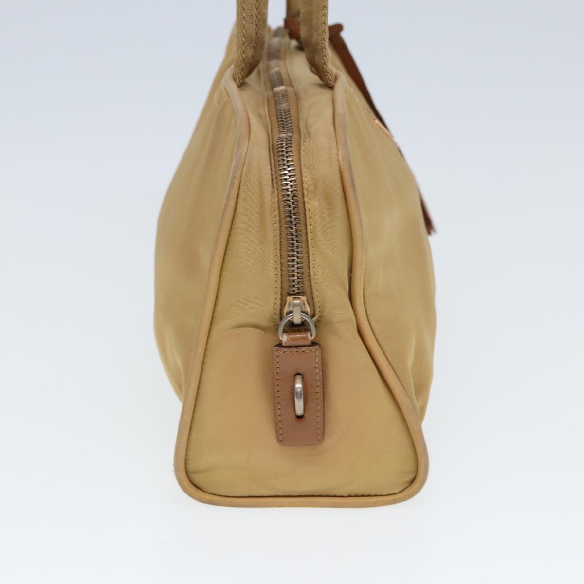 PRADA Nylon Hand Bag Beige Auth