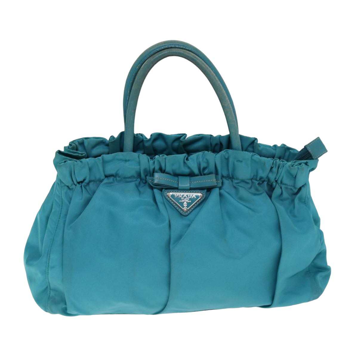 PRADA Nylon 2 Way Hand Bag Turquoise Blue Auth 80110