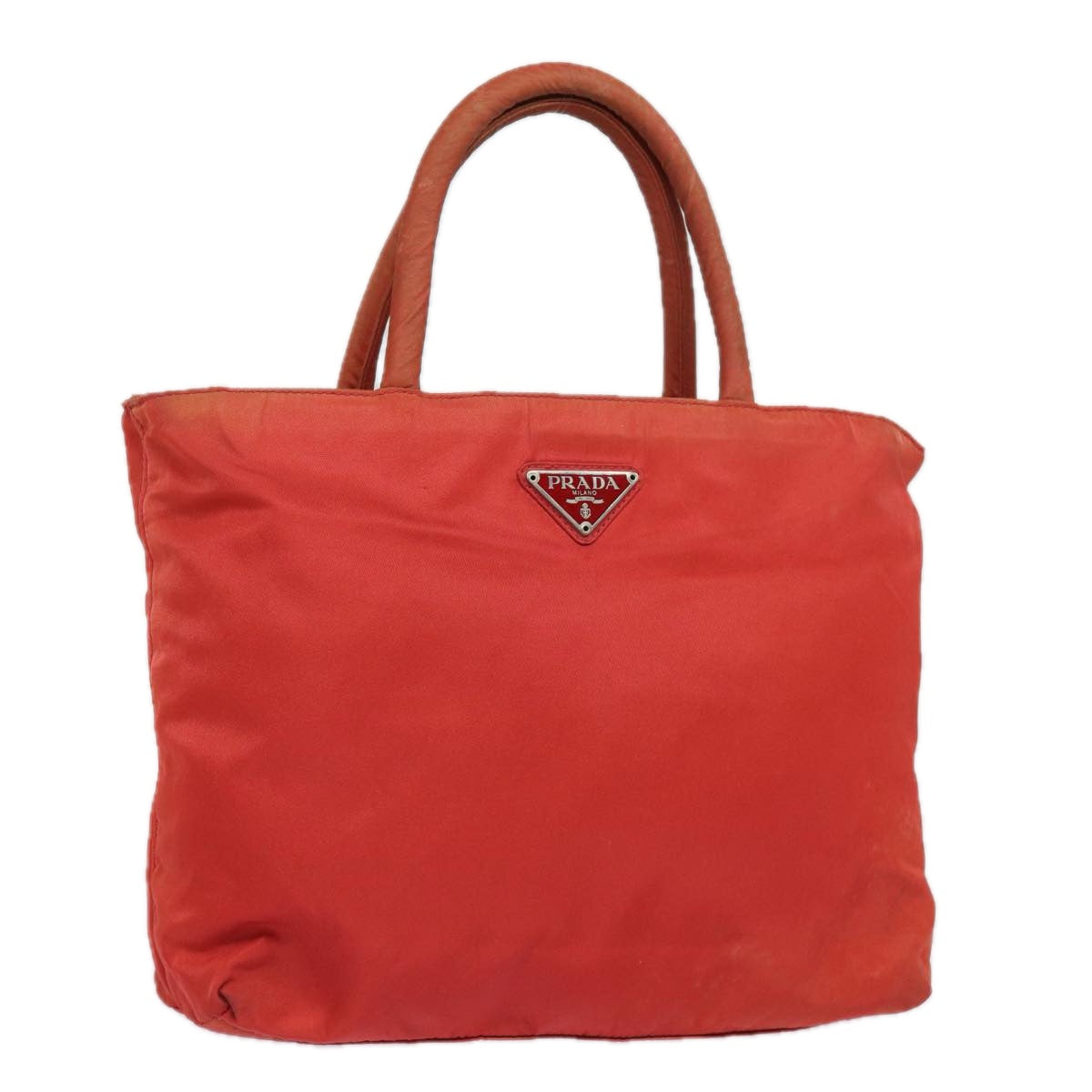 PRADA Nylon Hand Bag Red Auth