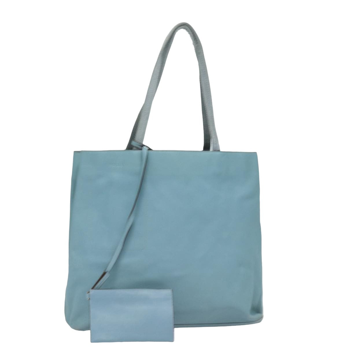 PRADA Leather Shoulder Bag Light Blue Auth
