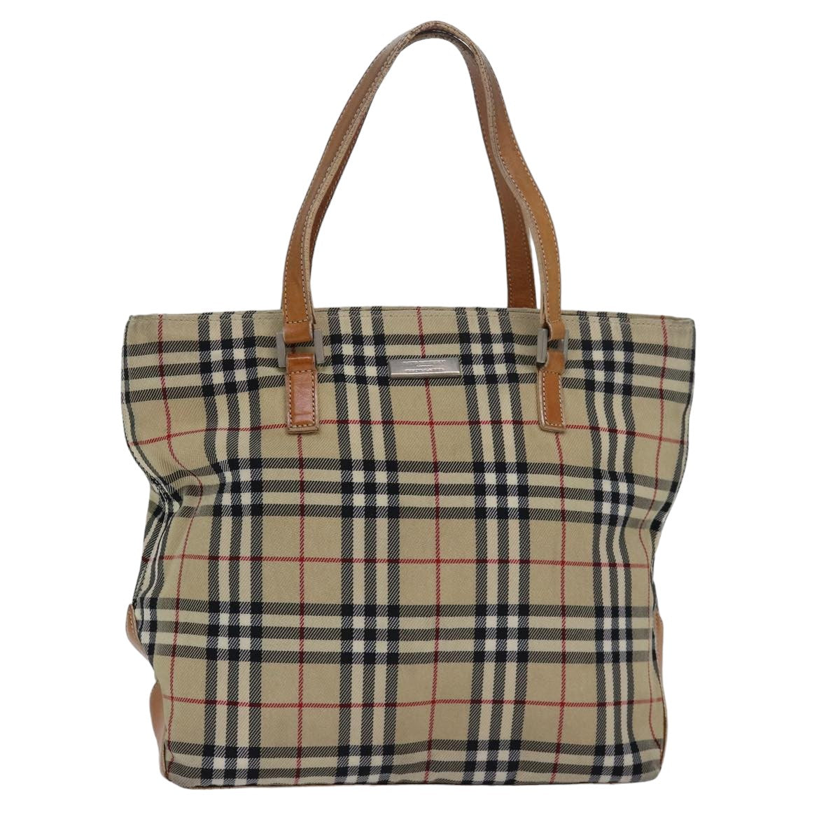 Burberry Nova Check Blue Label Hand Bag Canvas Beige Brown Auth 80165
