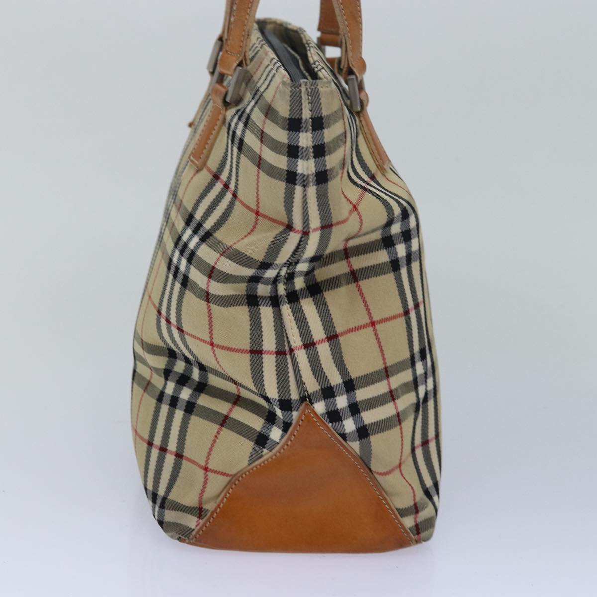 Burberry Nova Check Blue Label Hand Bag Canvas Beige Brown Auth 80165