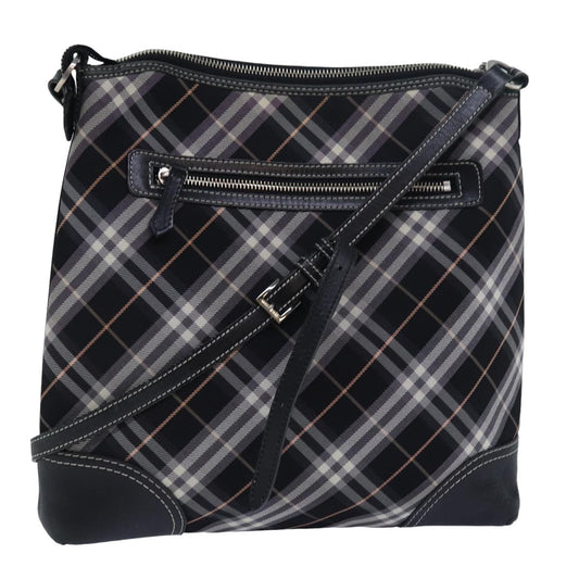 Burberry Nova Check Blue Label Shoulder Bag Nylon Black Auth 80167