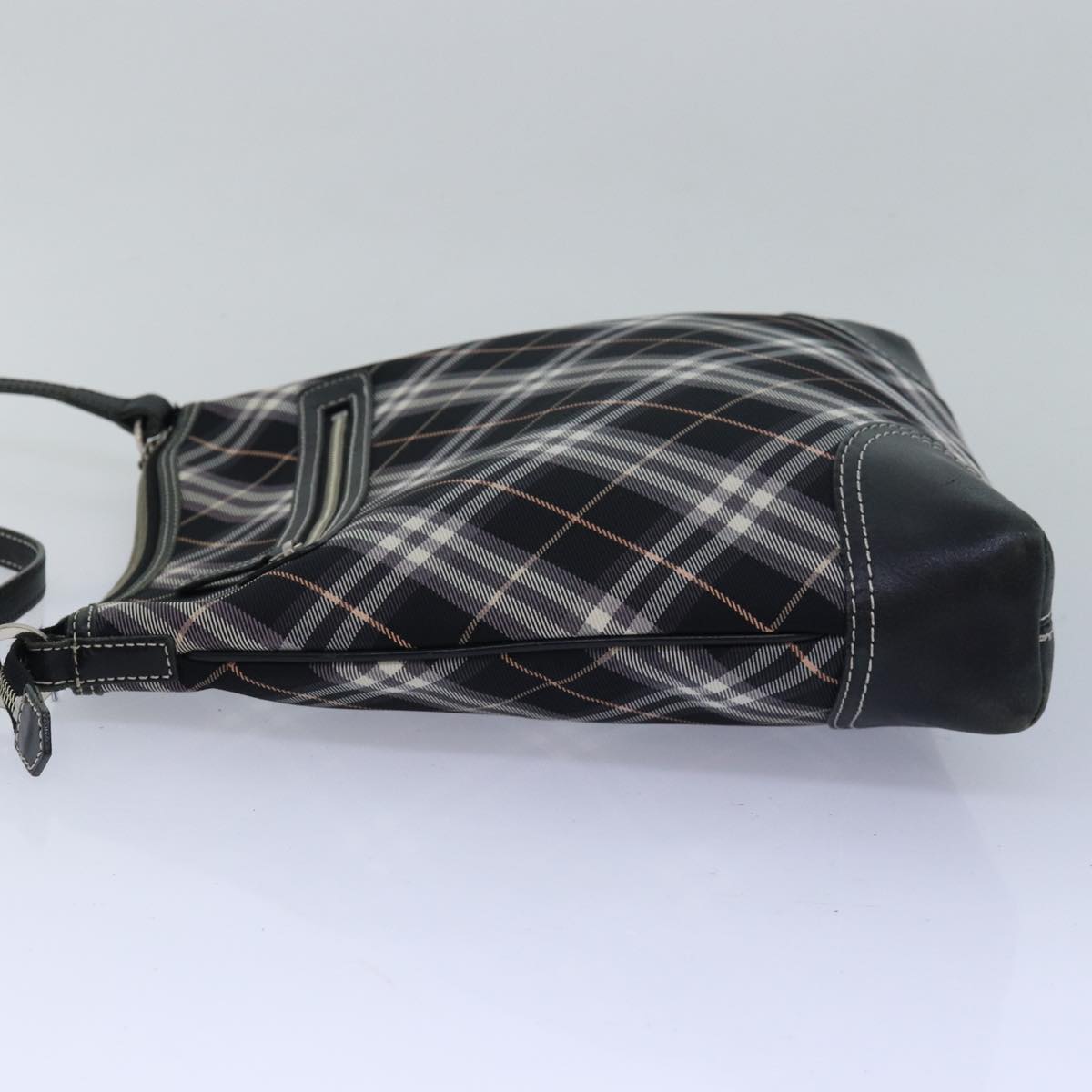 Burberry Nova Check Blue Label Shoulder Bag Nylon Black Auth 80167