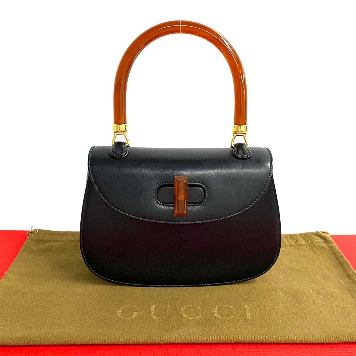 GUCCI Handbag leather black