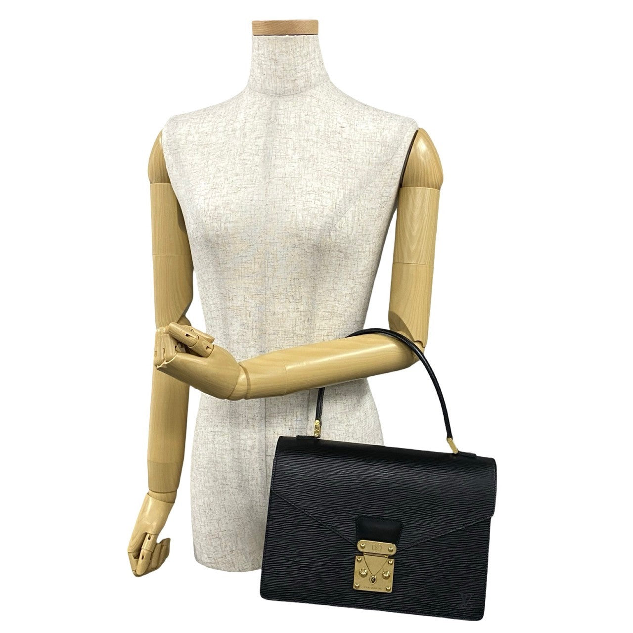 LOUIS VUITTON Handbag leather black Epi Concorde Women