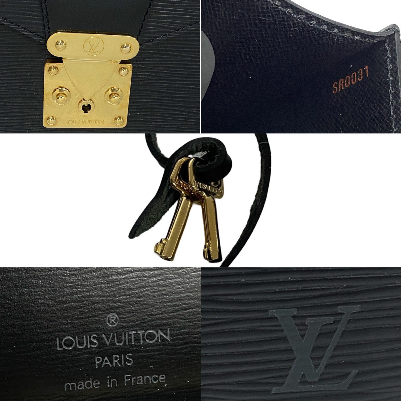 LOUIS VUITTON Handbag leather black Epi Concorde Women