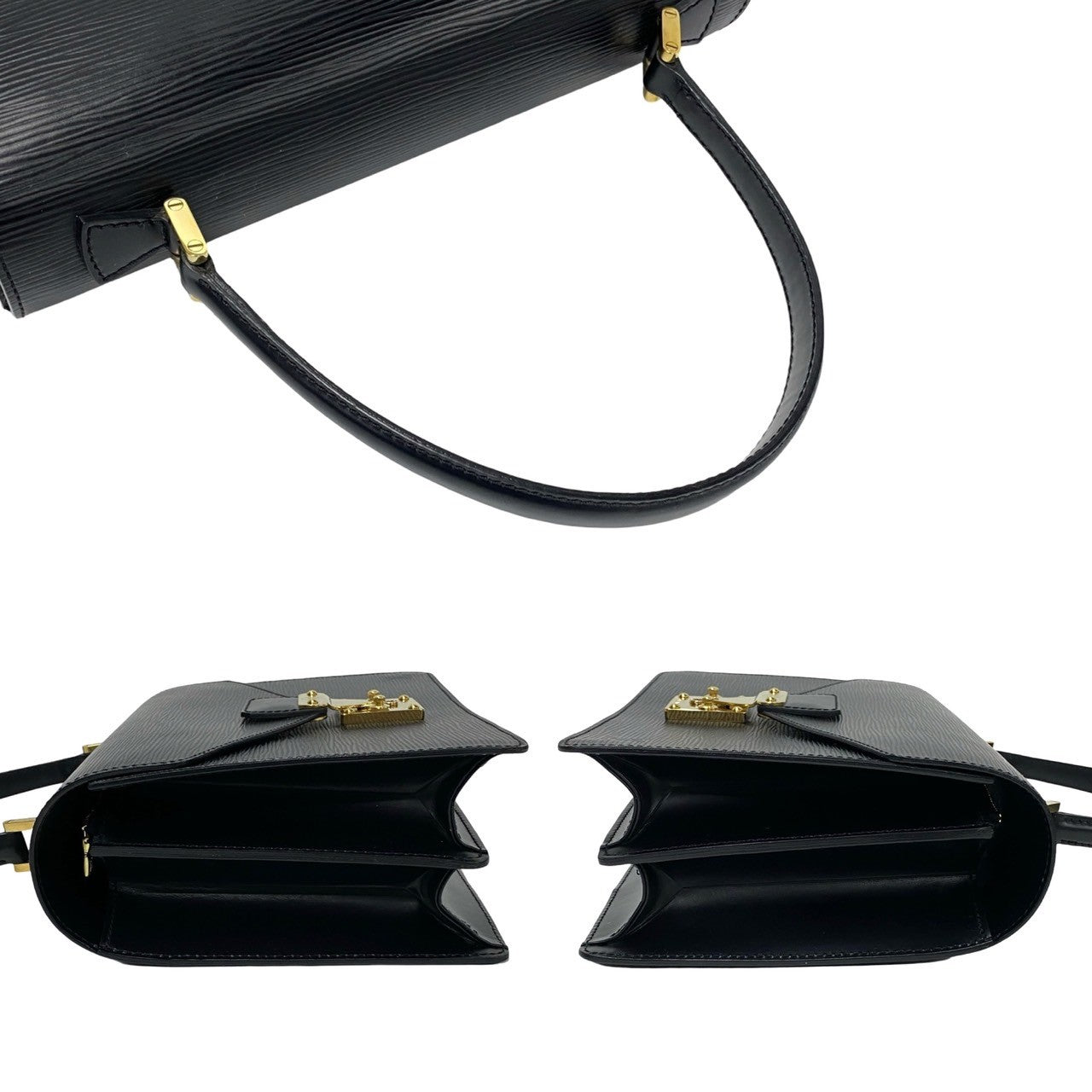 LOUIS VUITTON Handbag leather black Epi Concorde Women