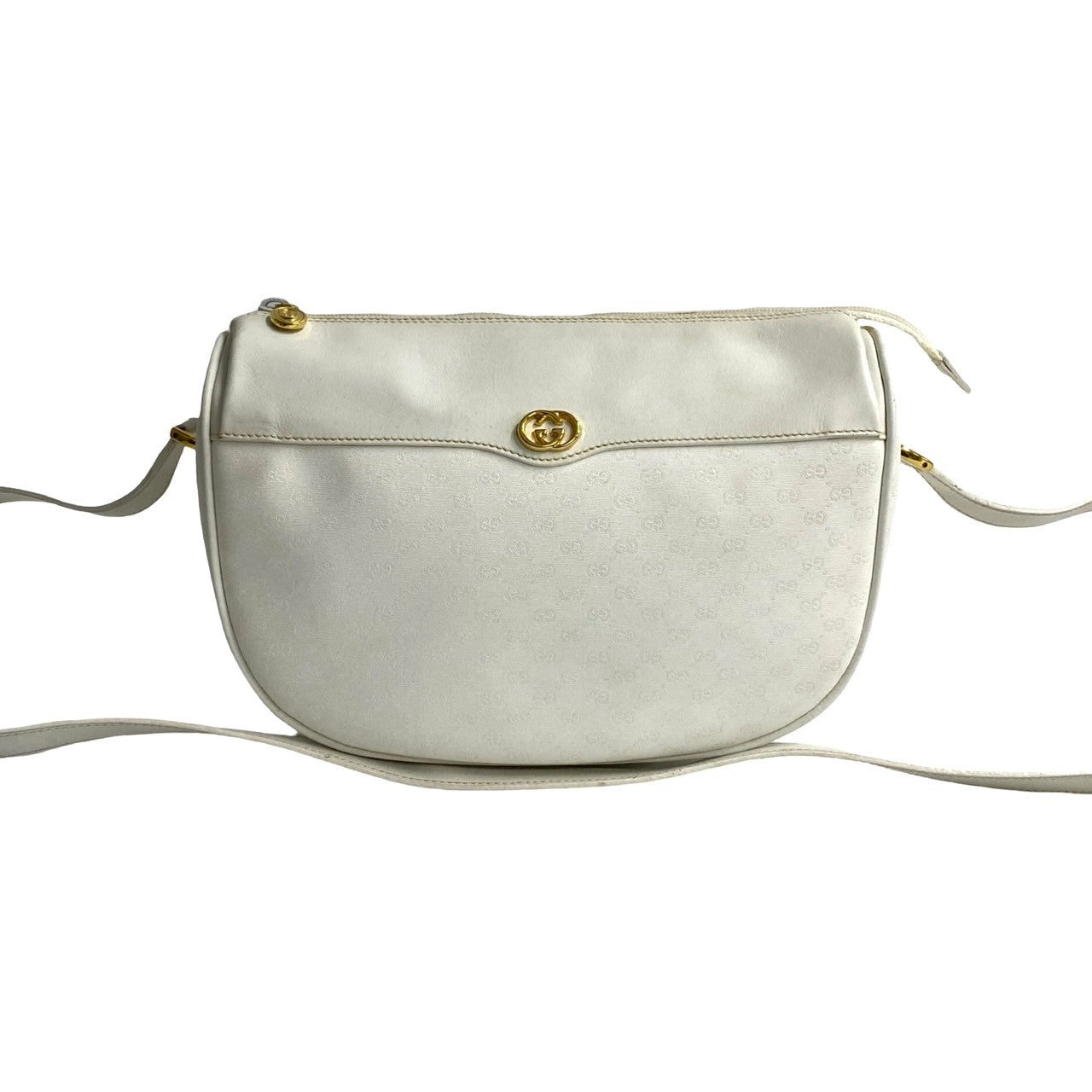 GUCCI Shoulder Bag Leather, PVC white Micro GG logo Metal Women