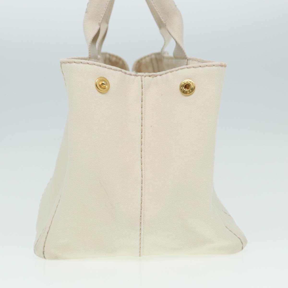 PRADA Canapa MM Hand Bag Canvas Beige Auth