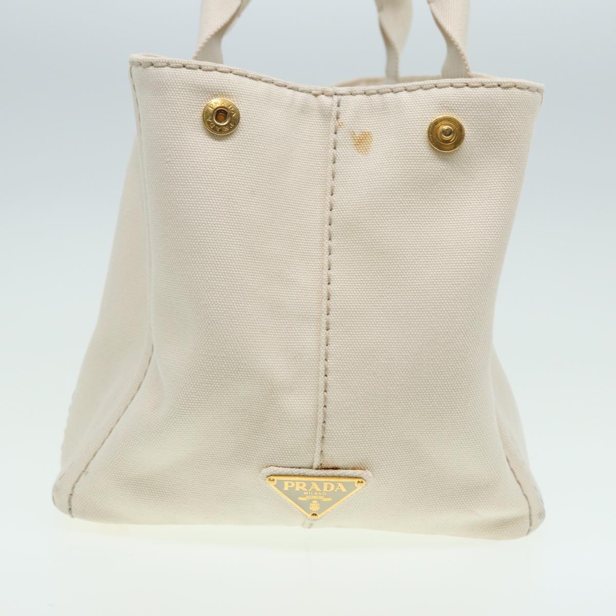 PRADA Canapa MM Hand Bag Canvas Beige Auth