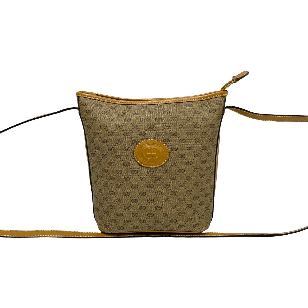 GUCCI Shoulder Bag Leather, PVC Brown Micro GG logo Women
