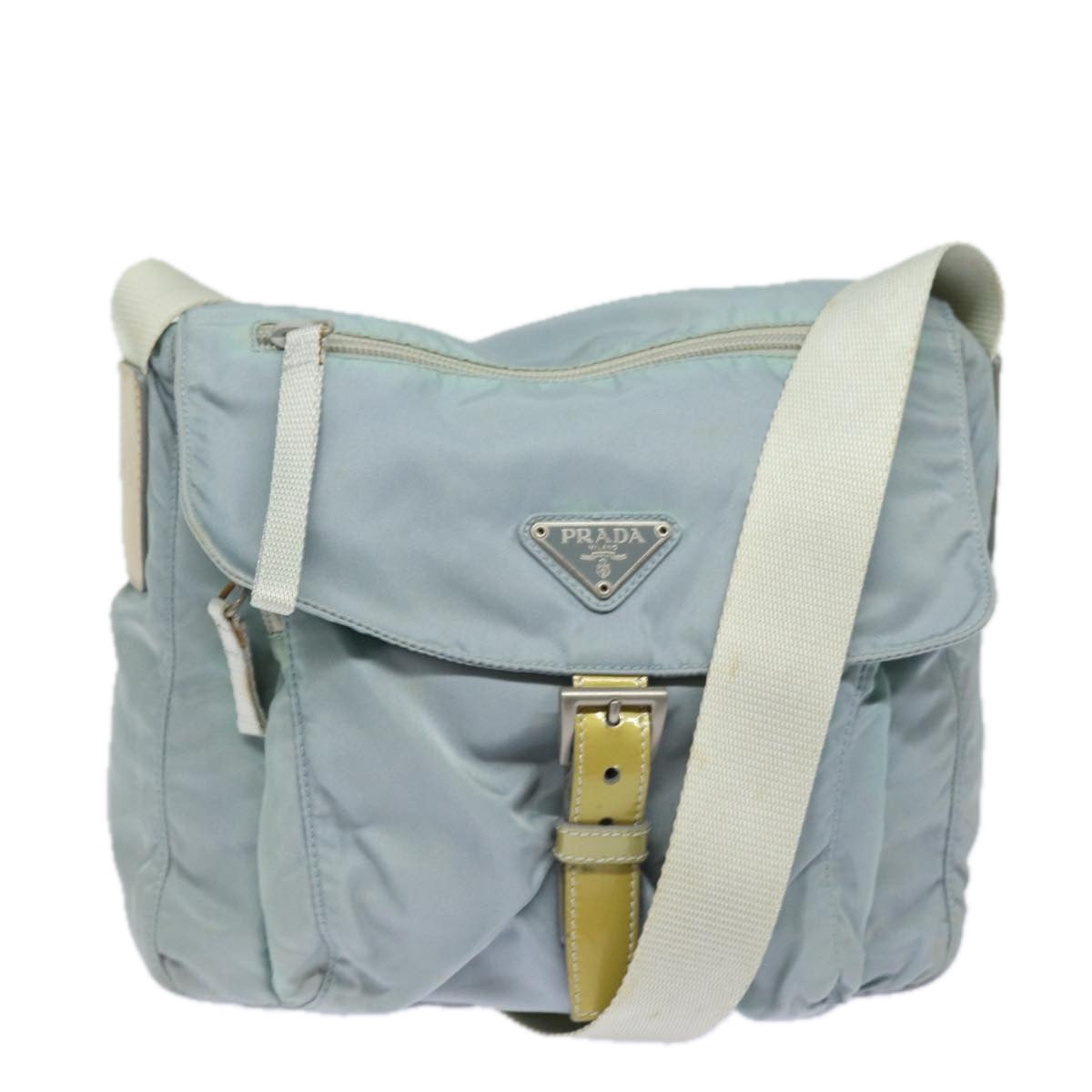 PRADA Shoulder Bag Nylon Light Blue Auth