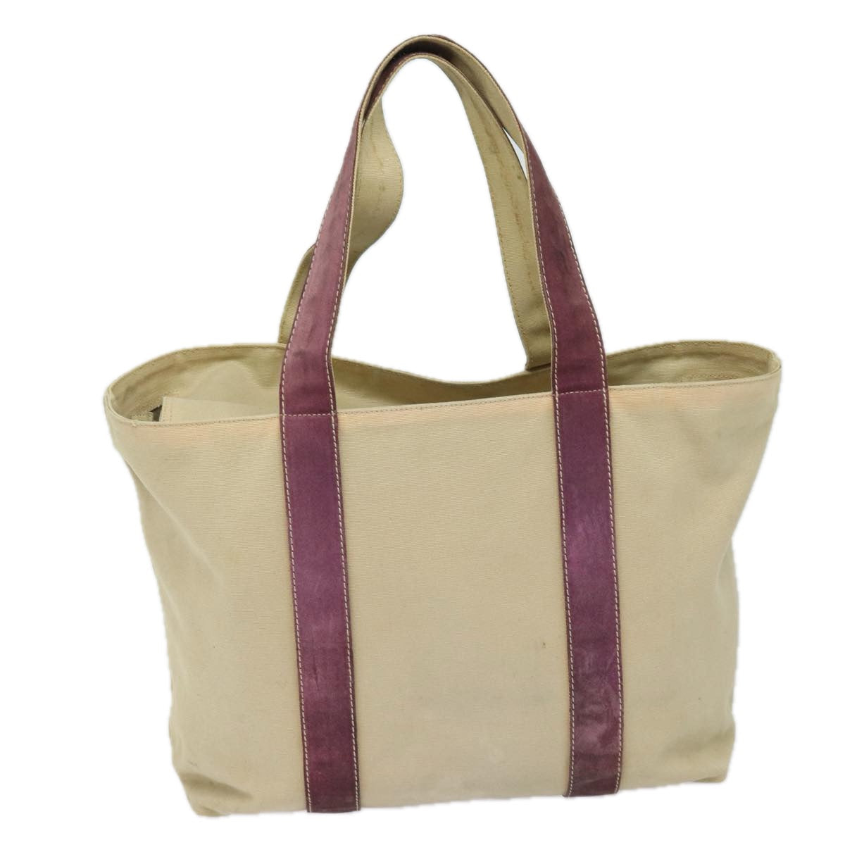 PRADA Tote Bag Canvas Beige Auth