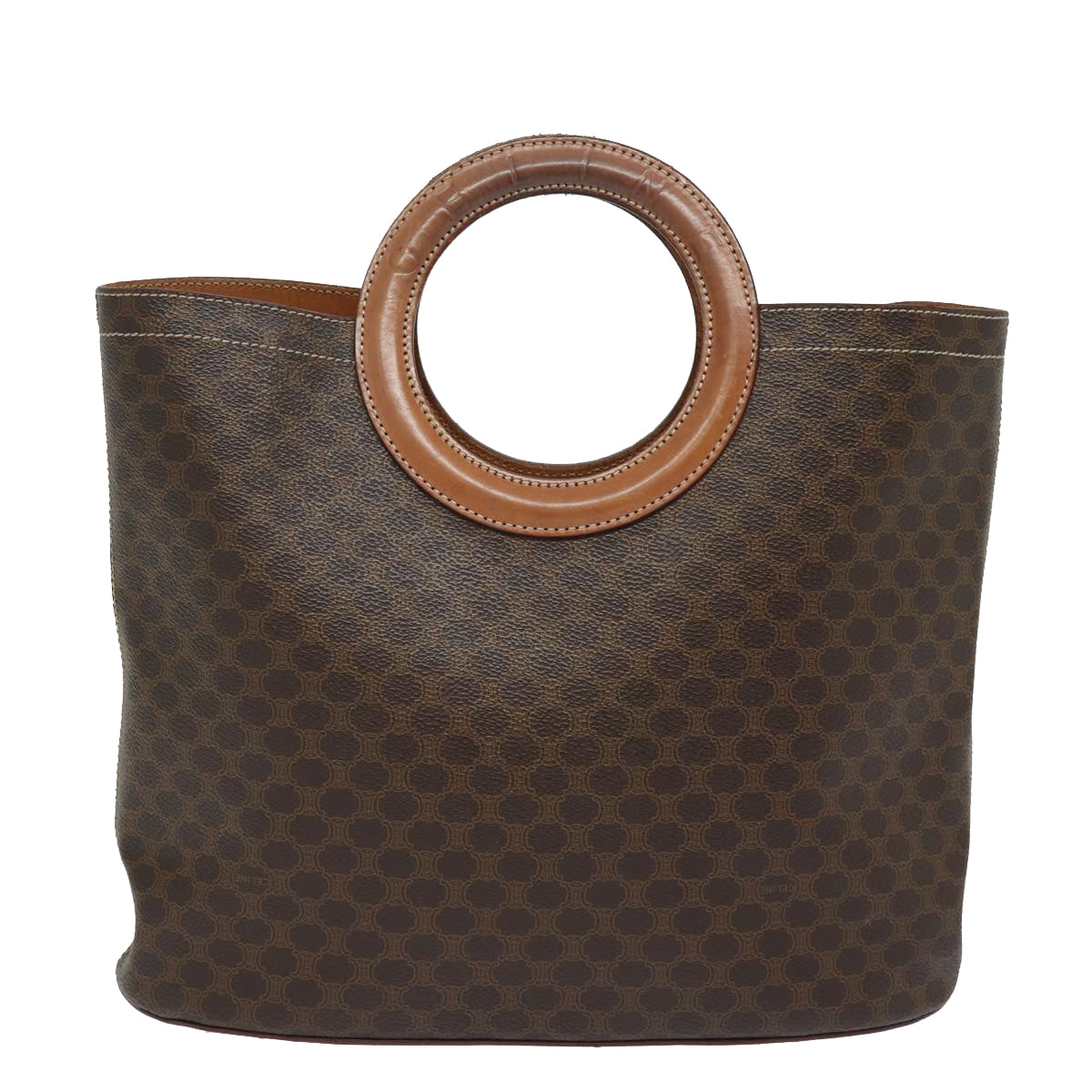 Luxury CELINE Macadam Canvas Hand Bag PVC Leather Brown 80613