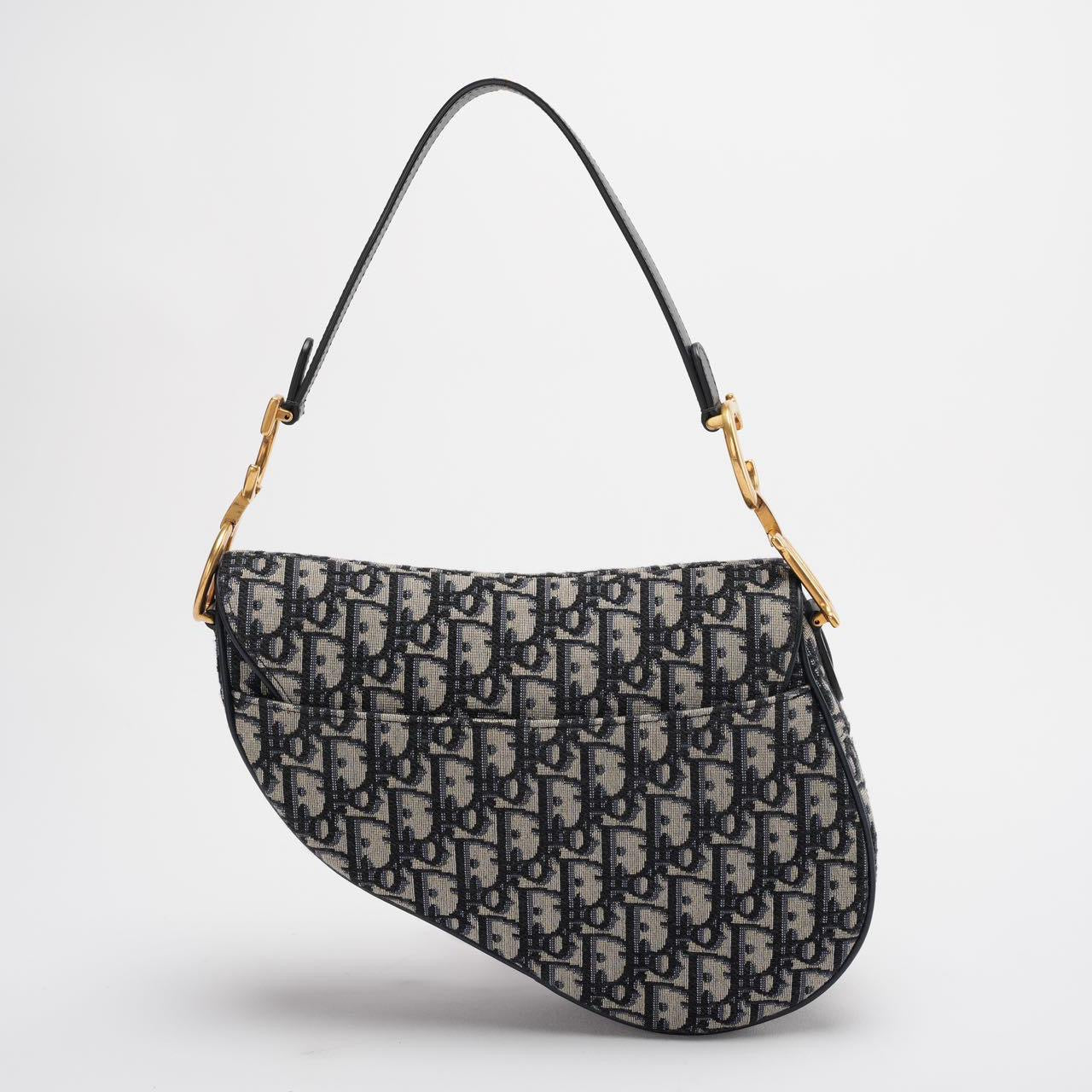 Dior Saddle Bag Medium Shoulder Bag Blue Oblique Jacquard With Shoulder Strap From 2019