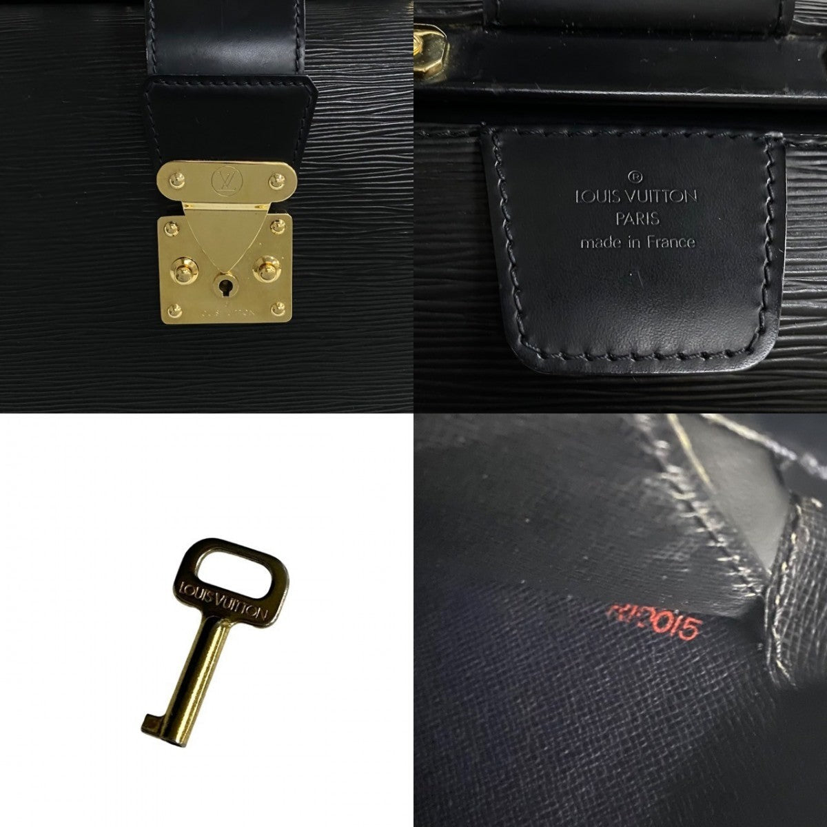 LOUIS VUITTON Business bag leather black Epi Cerviet Fermoire mens