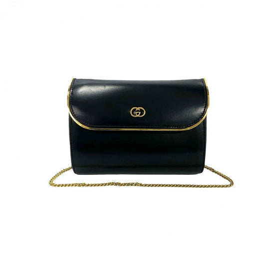 GUCCI Shoulder Bag leather black Old Gucci