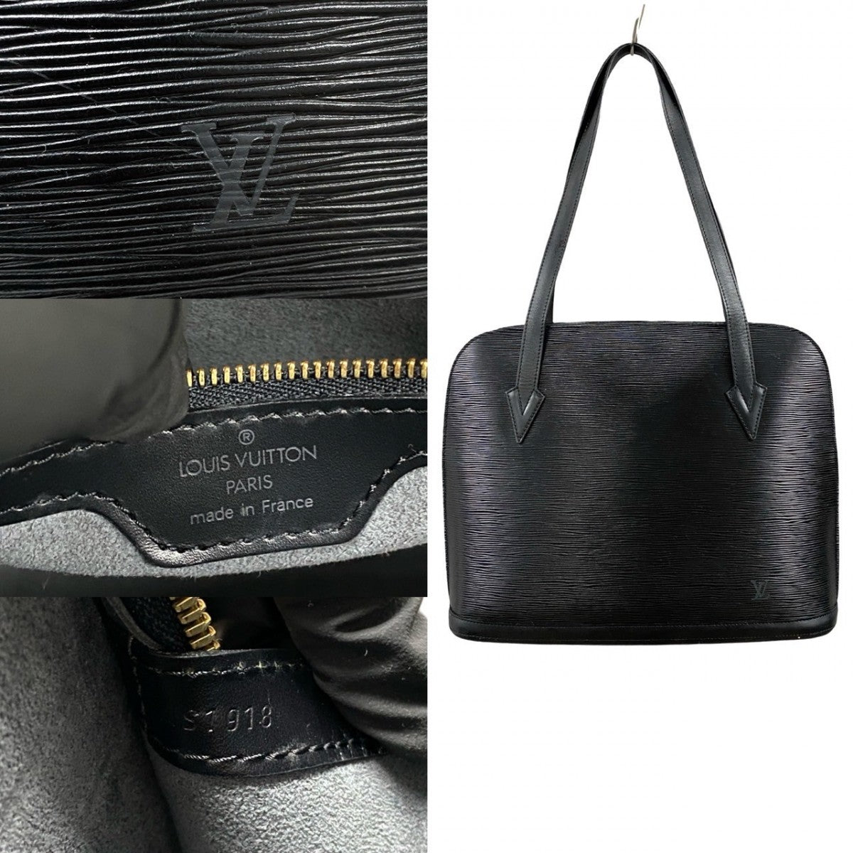 LOUIS VUITTON Tote Bag Epi Leather black Shoulder Bag Epi Lussac Women