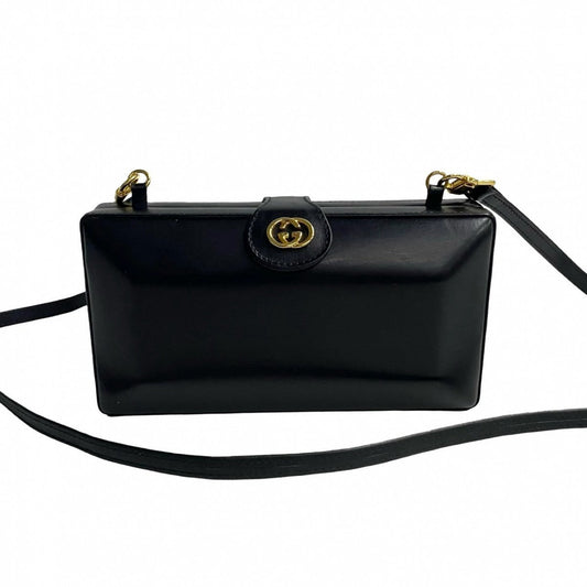GUCCI Shoulder Bag leather black Old Gucci