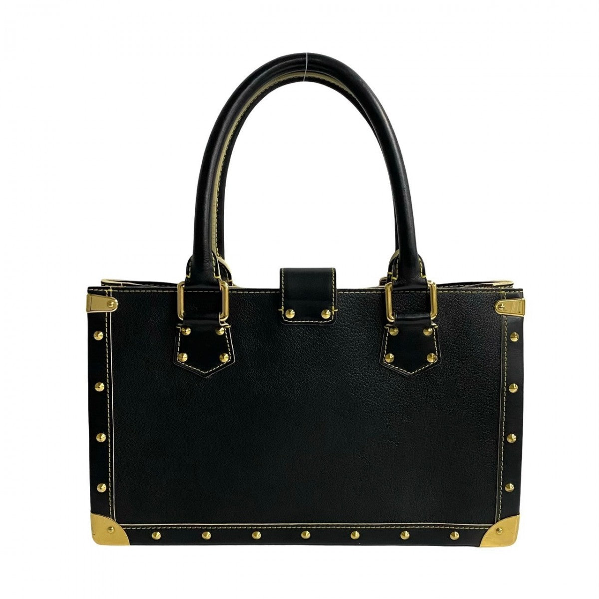 LOUIS VUITTON Handbag leather black logo Metal Shari Fabello Women