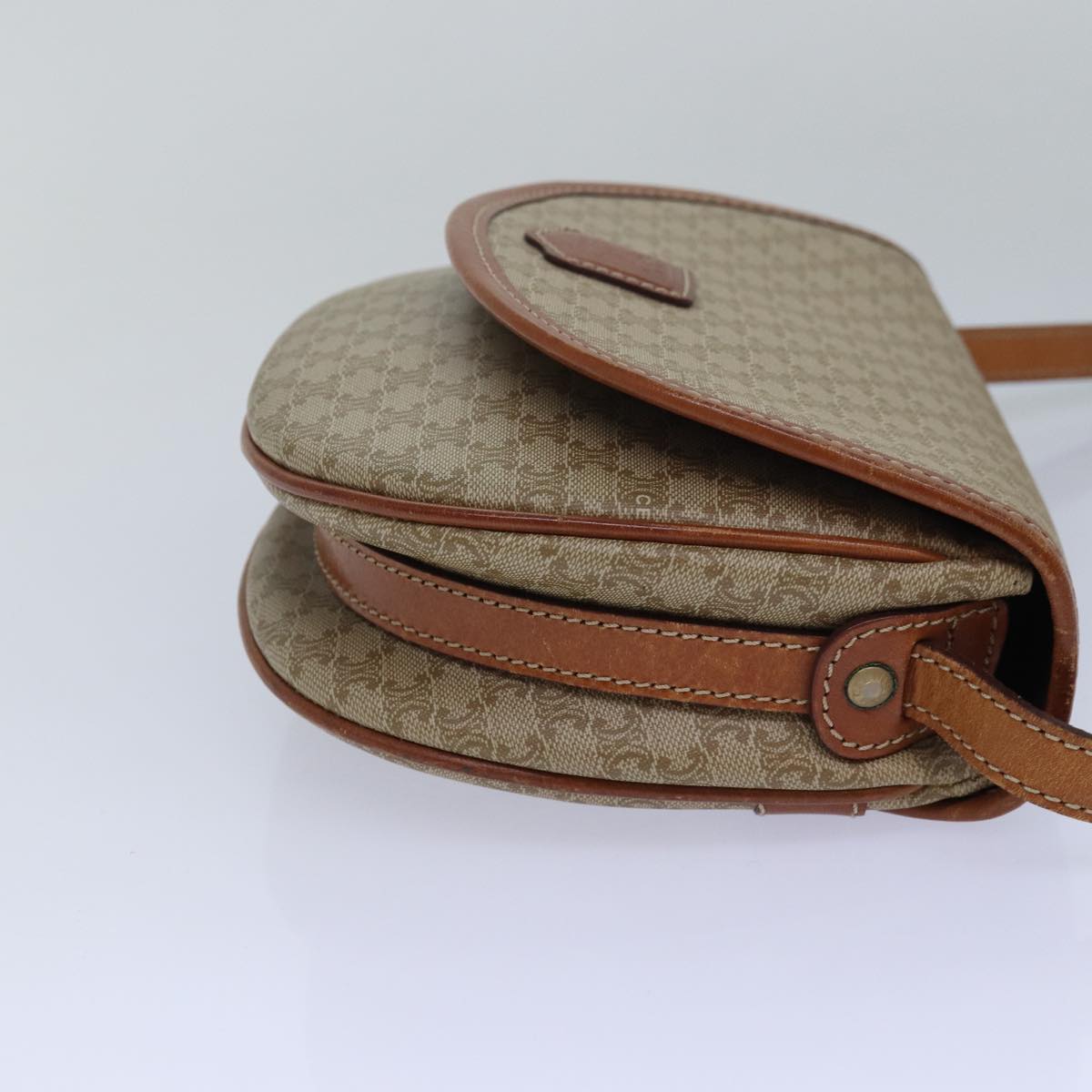 Luxury CELINE Macadam Canvas Shoulder Bag Beige 80815