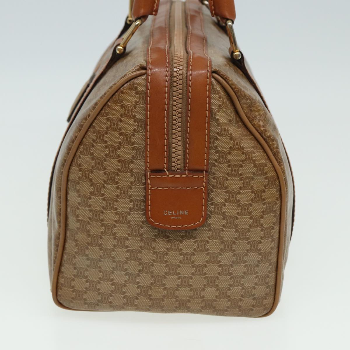 Luxury CELINE Macadam Canvas Mini Boston Bag Beige 80875