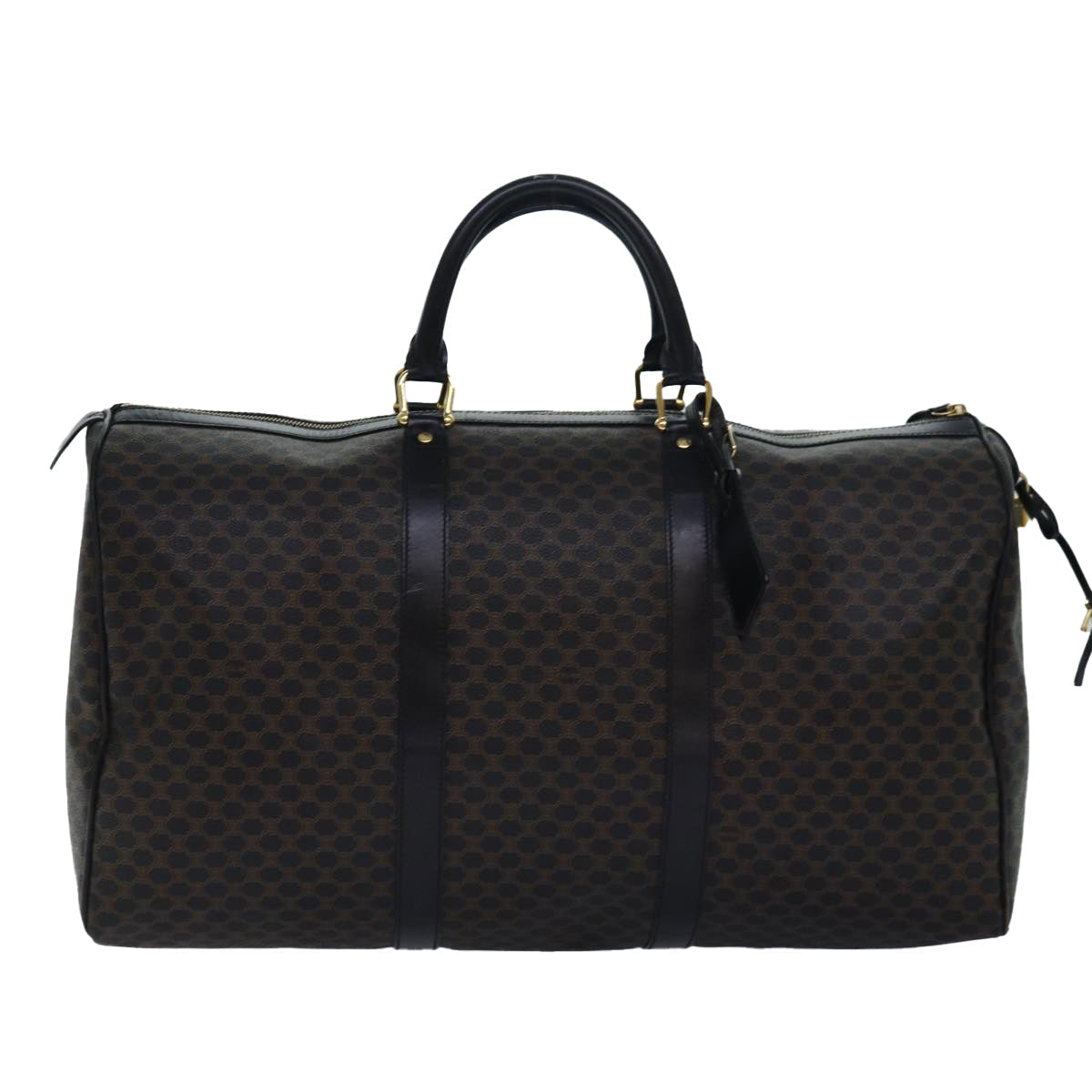 Luxury CELINE Macadam Canvas Boston Bag PVC Leather Black 80880