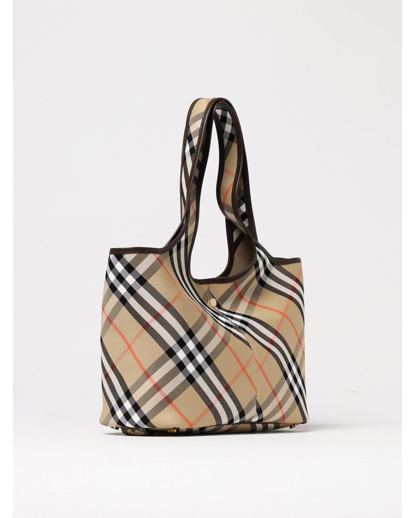 Burberry Check Print Tote Shoulder Bag Women Nude