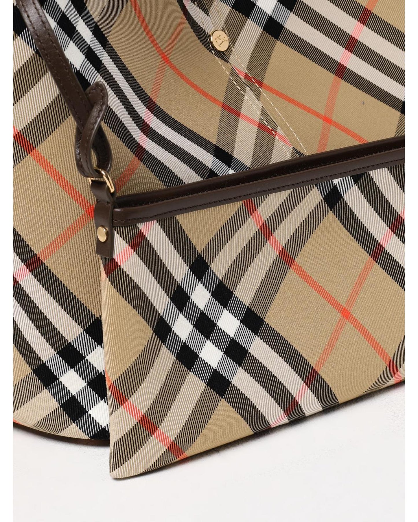 Burberry Check Print Tote Shoulder Bag Women Nude