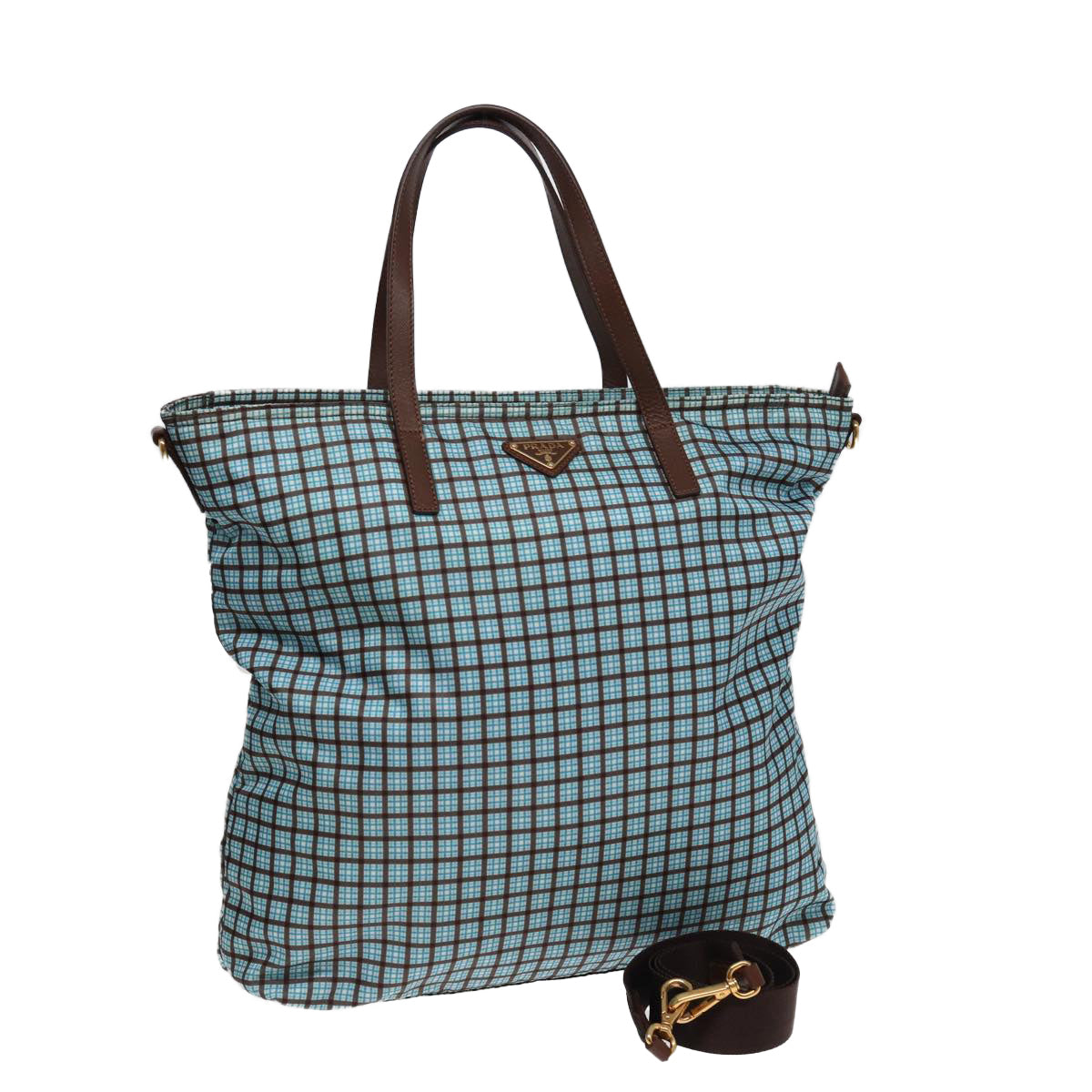 PRADA Hand Bag Nylon 2way Light Blue Auth