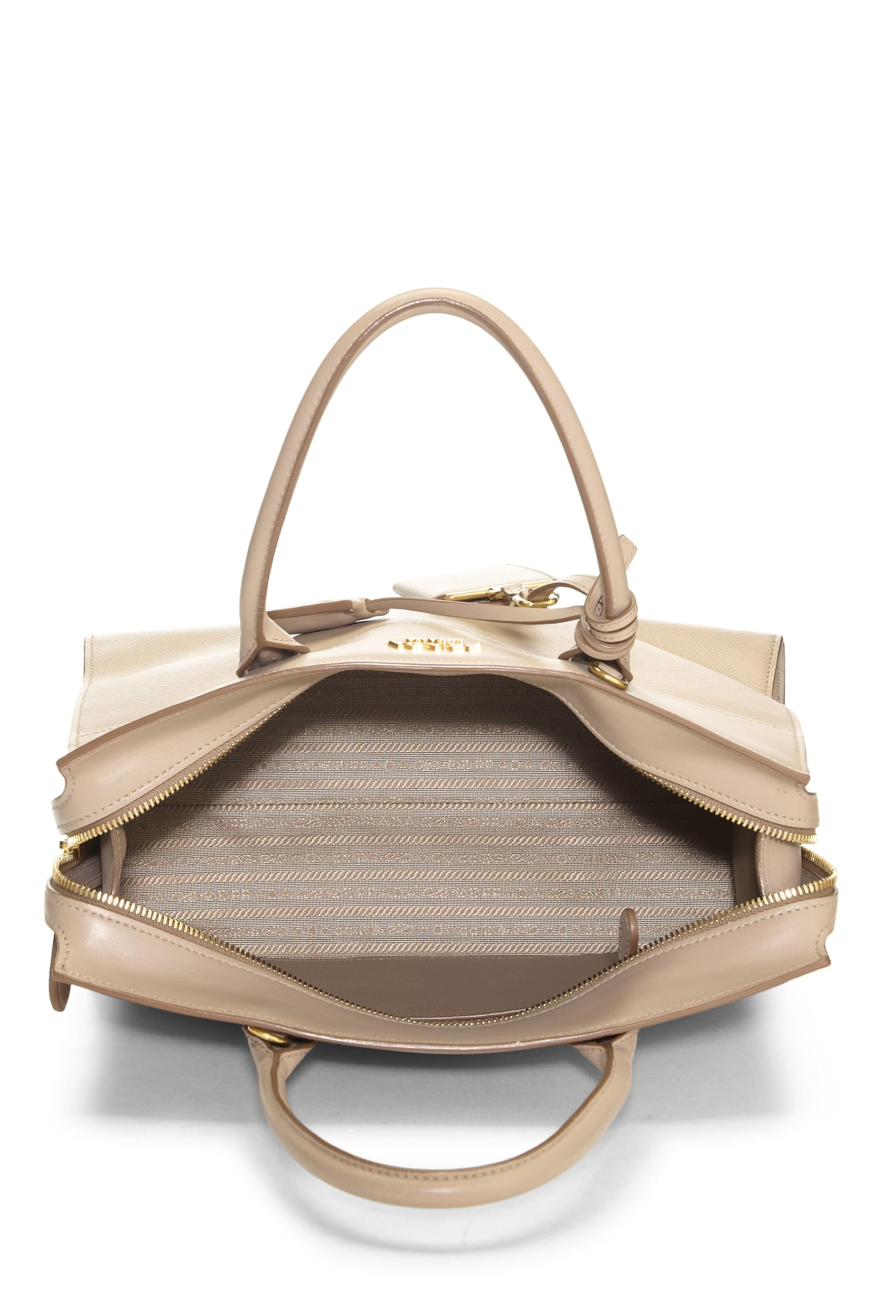 Prada, Beige Saffiano Esplanade Medium, Beige Luxury Handbag