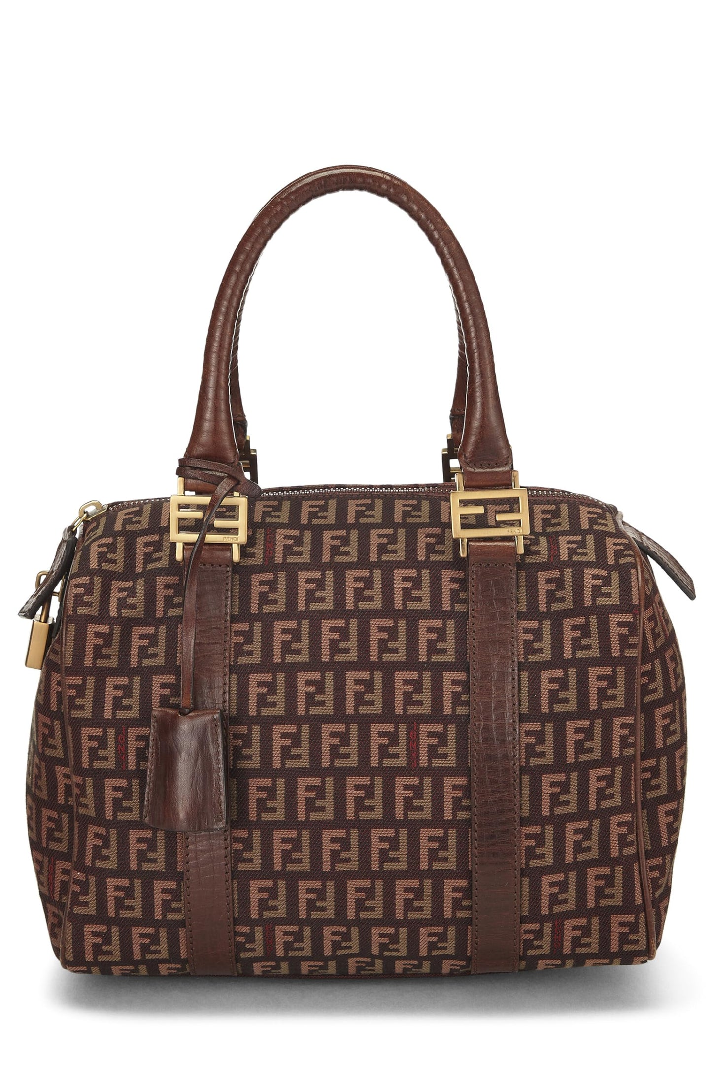 Fendi, Brown Zucchino Boston Bag Mini, Brown