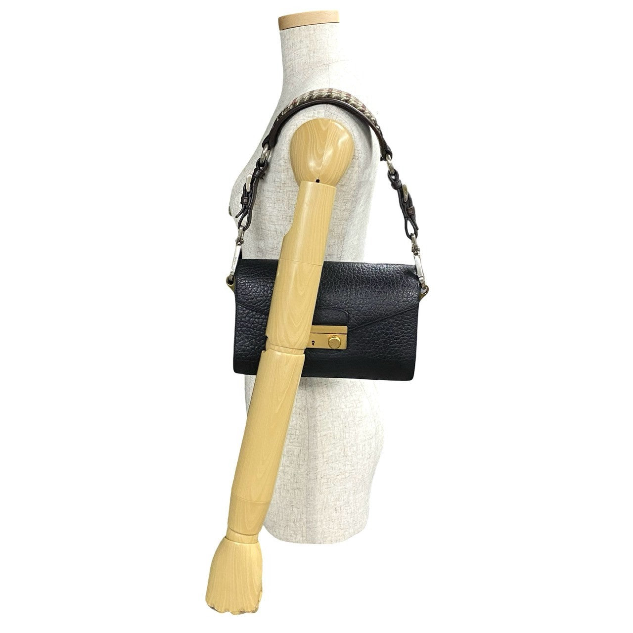 Prada Leather Tweed Shoulder Bag