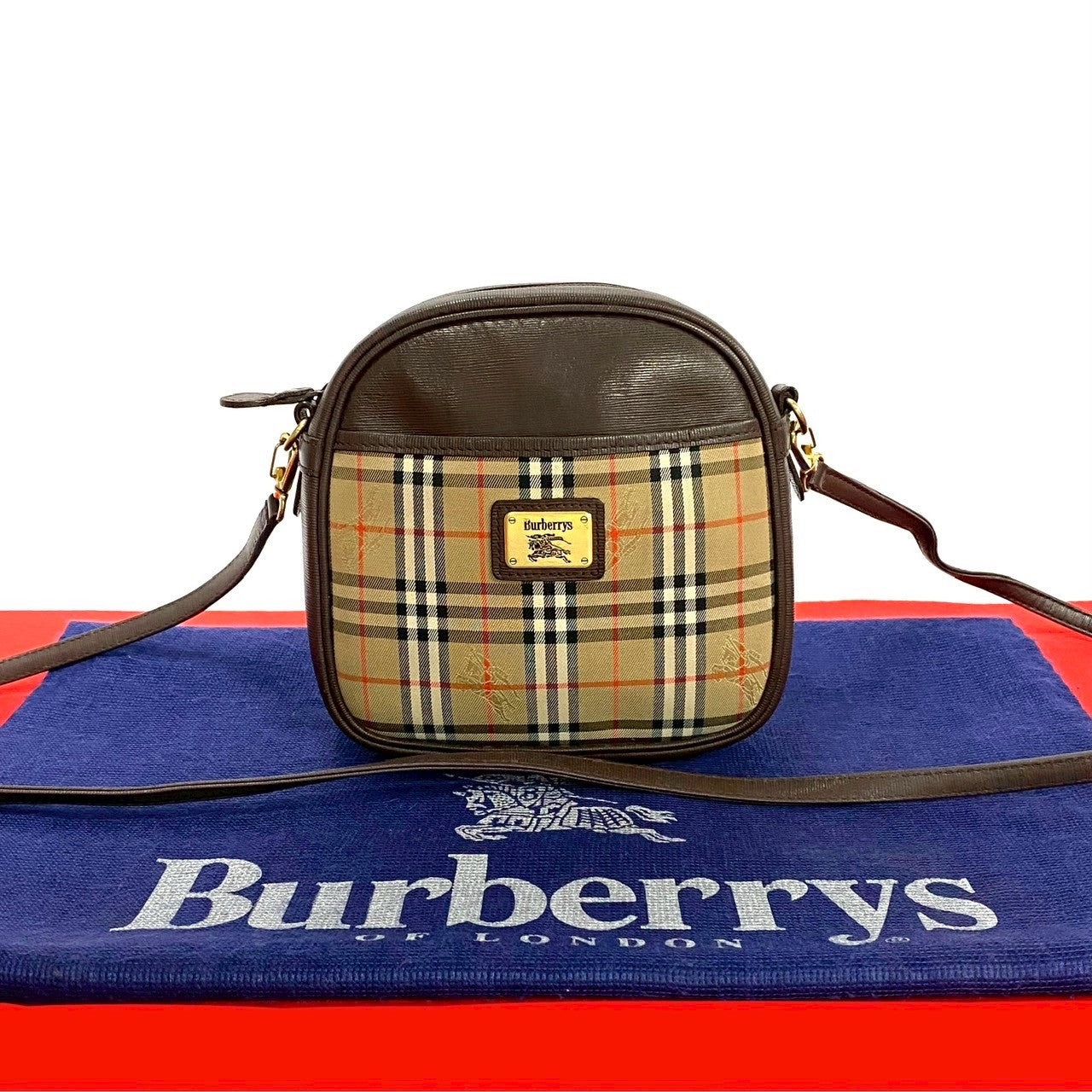 Burberrys Check Leather Shoulder Bag
