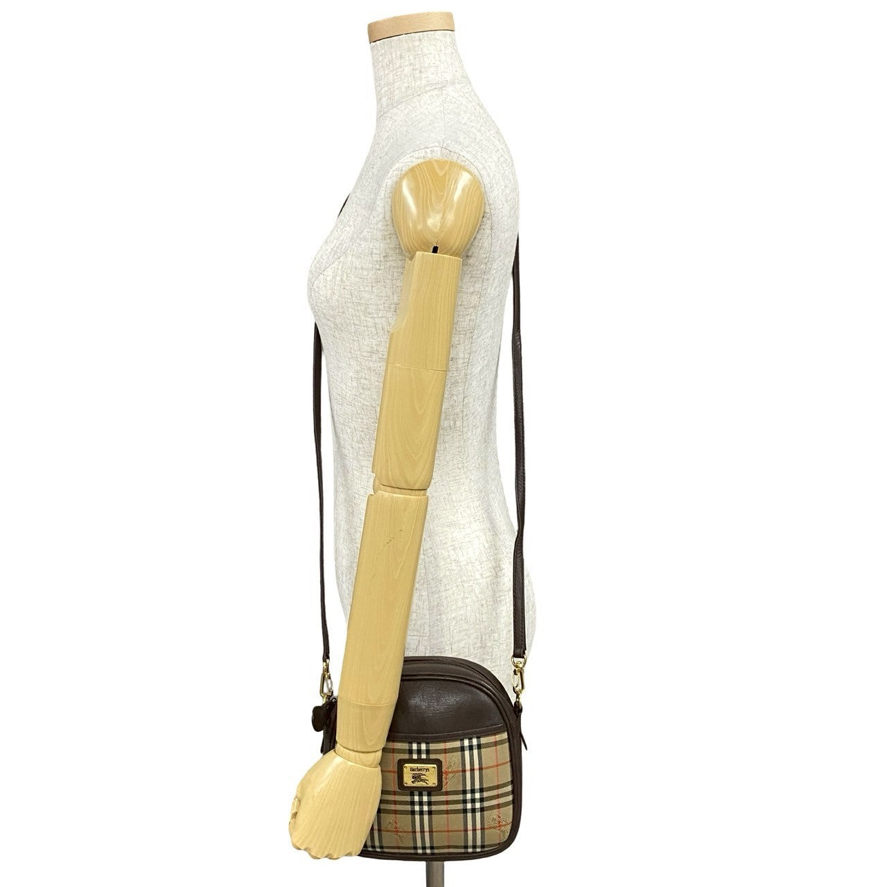 Burberrys Check Leather Shoulder Bag