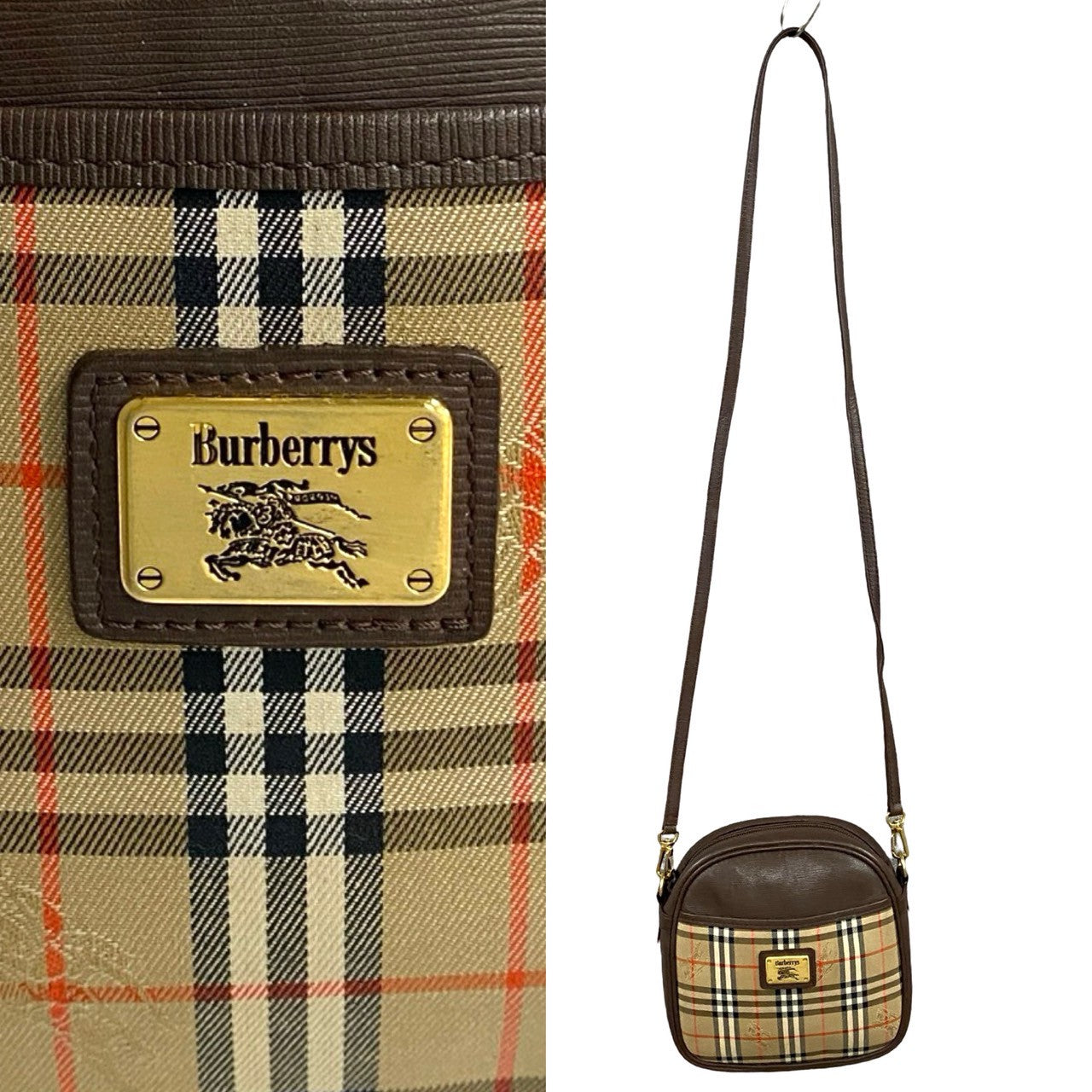 Burberrys Check Leather Shoulder Bag