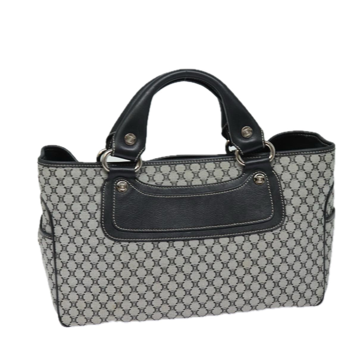 Luxury CELINE Triomphe Hand Bag Canvas Navy 81135