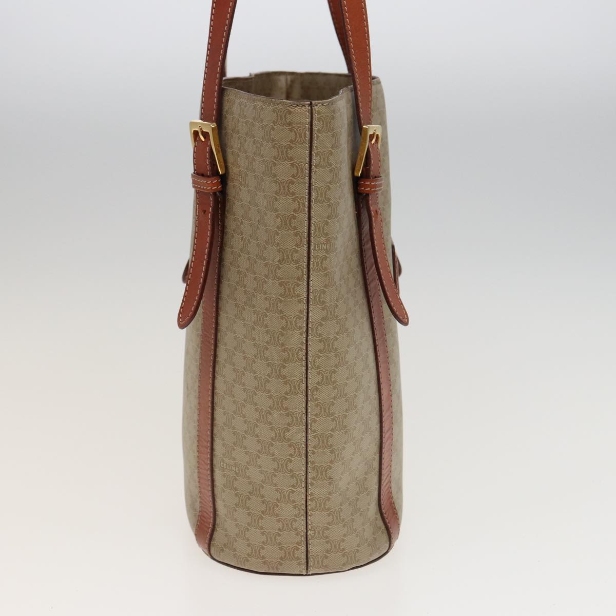 Luxury CELINE Macadam Canvas Shoulder Bag Beige 81194