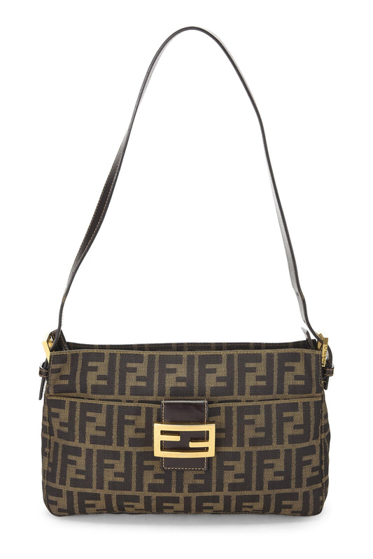 Fendi, Brown Zucca Canvas Shoulder Bag, Brown